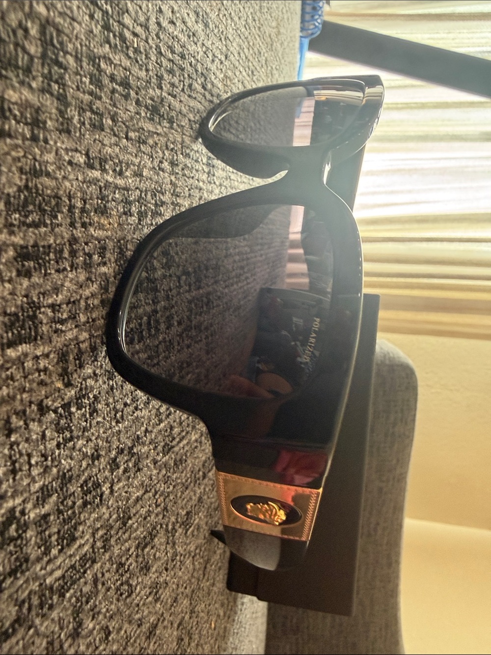 Versace Black Women's Square Oversized Sunglasses with Dark Lenses - Picture 3 of 10